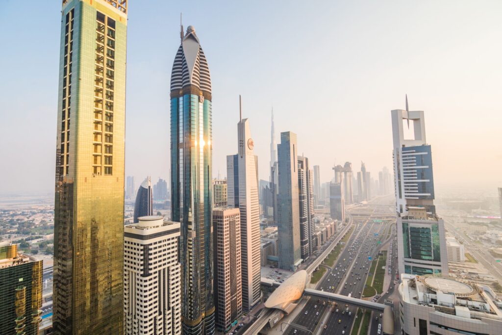 dubai skyline downtown skyscrapers sunset modern architecture concept with highrise buildings world famous metropolis united arab emirates scaled 1